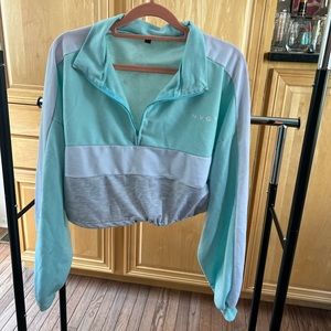 Aqua oversized crop pullover